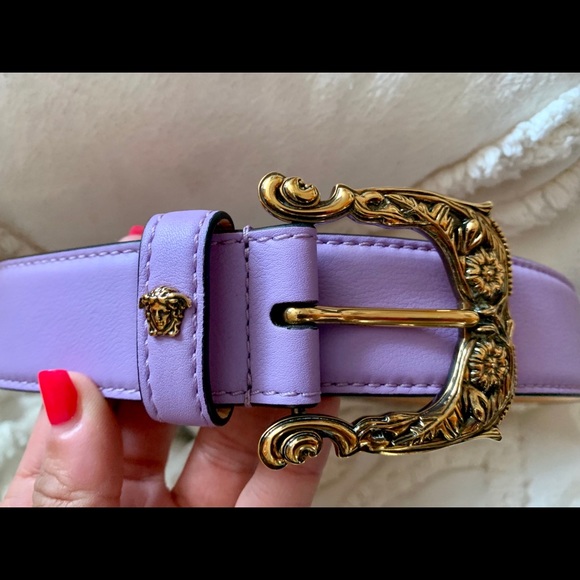 versace baroque buckle leather belt